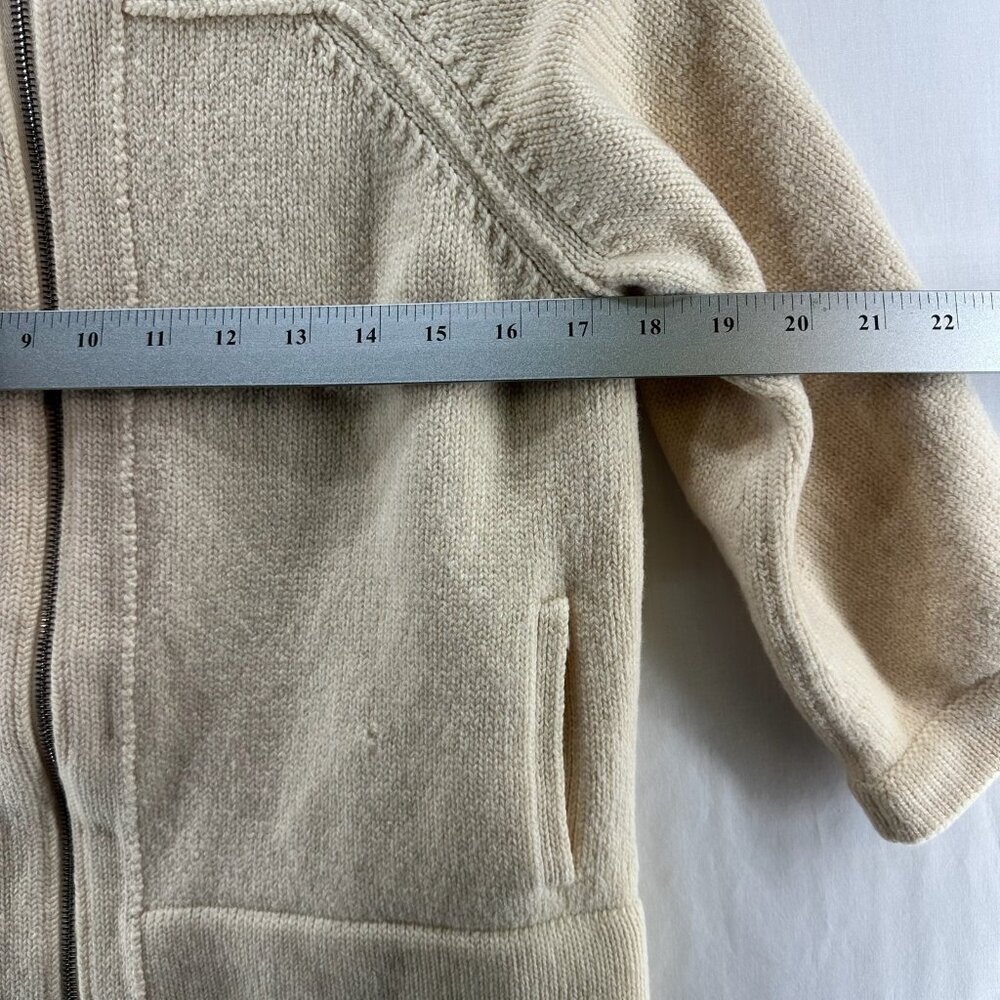 AKRIS Punto Sweater Size 10 Wool Knit Full Zip Cardigan Pockets 3/4 Sleeve Ivory - Picture 8 of 14